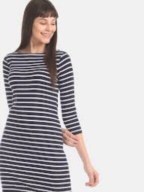 Gap Navy And White 100% Cotton Sheath Dress